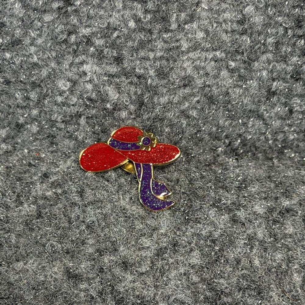 Red Hat Society Lapel Pin Jewelry Brooch Vintage Lapel Sparkle Flower Cute